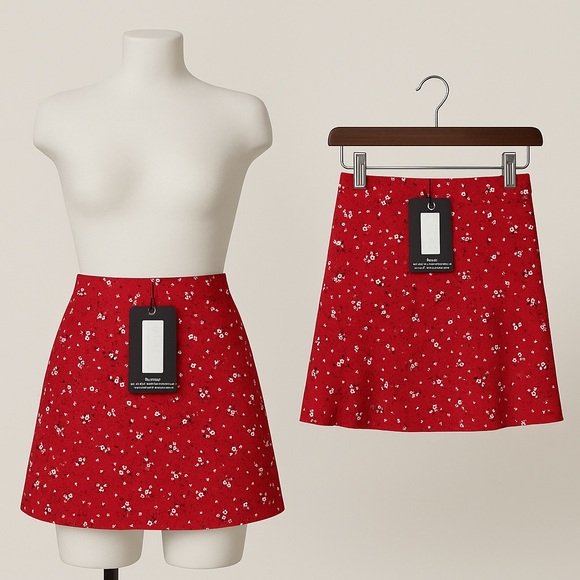 Floral Red Skater Skirt - Picture 1 of 4